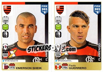 Sticker Emerson Sheik / Paolo Guerrero - FIFA 365: 2015-2016 n. 217-218 - Panini