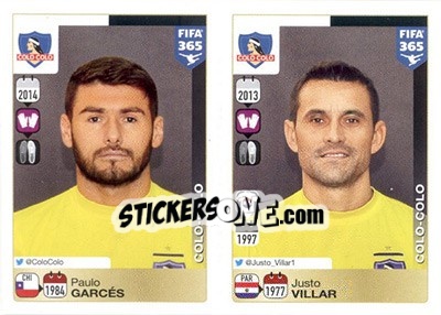 Sticker Paulo Garcés / Justo Villar - FIFA 365: 2015-2016 n. 222-223 - Panini