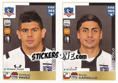 Cromo Esteban Pavez / Bryan Carvallo - FIFA 365: 2015-2016 - Panini