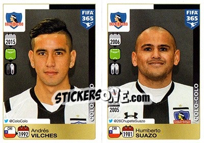 Sticker Andrés Vilches / Humberto Suazo - FIFA 365: 2015-2016 n. 249-250 - Panini