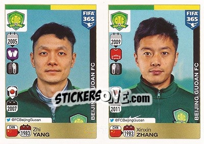 Sticker Zhi Yang / Xinxin Zhang - FIFA 365: 2015-2016 n. 252-253 - Panini