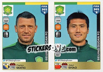 Sticker Darko Matic / Jiayi Shao - FIFA 365: 2015-2016 n. 262-266 - Panini