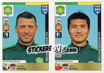 Sticker Darko Matic / Jiayi Shao - FIFA 365: 2015-2016 - Panini