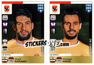 Sticker Sherif Ekramy / Mossad Awad - FIFA 365: 2015-2016 n. 282-283 - Panini