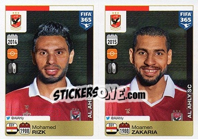 Sticker Mohamed Rizk / Moamen Zakaria - FIFA 365: 2015-2016 n. 303-304 - Panini