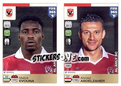 Sticker Malick Evouna / Ahmed Abdelzaher - FIFA 365: 2015-2016 n. 307-308 - Panini