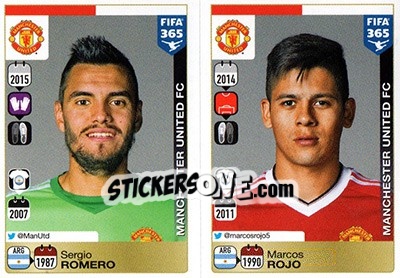 Sticker Sergio Romero / Marcos Rojo - FIFA 365: 2015-2016 n. 312-313 - Panini