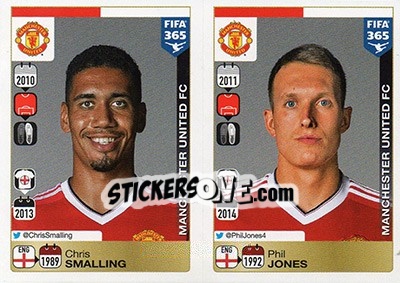 Sticker Chris Smalling / Phil Jones - FIFA 365: 2015-2016 n. 314-315 - Panini
