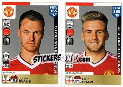Sticker Jonny Evans / Luke Shaw - FIFA 365: 2015-2016 n. 316-317 - Panini