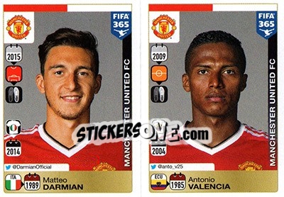 Sticker Matteo Darmian / Antonio Valencia - FIFA 365: 2015-2016 n. 318-319 - Panini