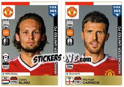 Sticker Daley Blind / Michael Carrick - FIFA 365: 2015-2016 n. 320-321 - Panini