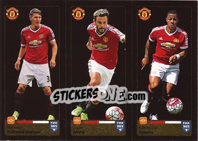 Cromo Bastian Schweinsteiger / Juan Mata / Memphis Depay - FIFA 365: 2015-2016 - Panini