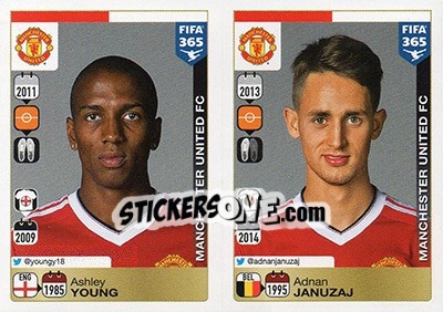 Sticker Ashley Young / Adnan Januzaj - FIFA 365: 2015-2016 n. 335-336 - Panini
