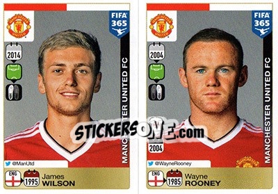 Sticker James Wilson / Wayne Rooney - FIFA 365: 2015-2016 n. 339-340 - Panini