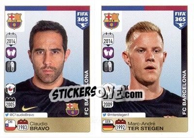 Cromo Claudio Bravo / Marc-André Ter Stegen - FIFA 365: 2015-2016 n. 342-343 - Panini
