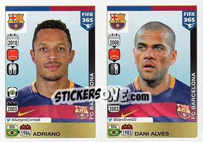 Figurina Adriano Correia / Dani Alves - FIFA 365: 2015-2016 - Panini