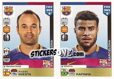 Sticker Andrés Iniesta / Rafinha - FIFA 365: 2015-2016 n. 352-356 - Panini