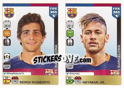 Sticker Sergi Roberto / Neymar Jr. - FIFA 365: 2015-2016 n. 365-366 - Panini