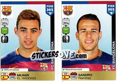 Sticker Munir El Haddadi / Sandro Ramírez - FIFA 365: 2015-2016 n. 369-370 - Panini