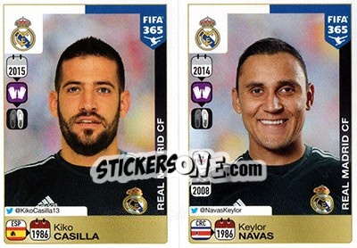 Sticker Kiko Casilla / Keylor Navas - FIFA 365: 2015-2016 n. 372-373 - Panini