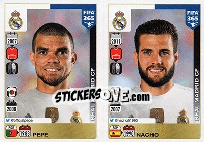 Sticker Pepe / Nacho Fernández - FIFA 365: 2015-2016 n. 376-377 - Panini