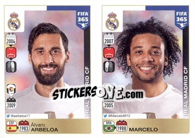 Sticker Álvaro Arbeloa / Marcelo - FIFA 365: 2015-2016 n. 380-381 - Panini