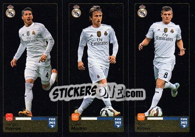 Sticker Sergio Ramos / Luka Modric / Toni Kroos - FIFA 365: 2015-2016 n. 383-384-385 - Panini