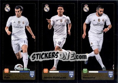 Cromo Gareth Bale / James Rodríguez / Karim Benzema - FIFA 365: 2015-2016 - Panini