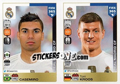 Sticker Casemiro / Toni Kroos - FIFA 365: 2015-2016 n. 393-394 - Panini