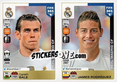 Sticker Gareth Bale / James Rodríguez - FIFA 365: 2015-2016 n. 395-396 - Panini