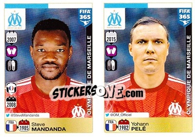 Sticker Steve Mandanda / Yohann Pelé - FIFA 365: 2015-2016 n. 402-403 - Panini