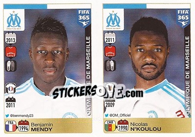 Sticker Benjamin Mendy / Nicolas N'Koulou - FIFA 365: 2015-2016 n. 404-405 - Panini