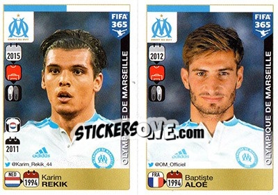 Sticker Karim Rekik / Baptiste Aloé - FIFA 365: 2015-2016 n. 408-409 - Panini