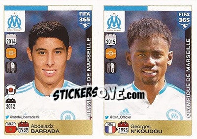 Sticker Abdelaziz Barrada / Georges N'Koudou - FIFA 365: 2015-2016 n. 412-416 - Panini