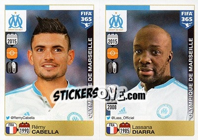 Sticker Rémy Cabella / Lassana Diarra - FIFA 365: 2015-2016 n. 425-426 - Panini