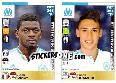Cromo Abou Diaby / Lucas Ocampos - FIFA 365: 2015-2016 n. 427-428 - Panini