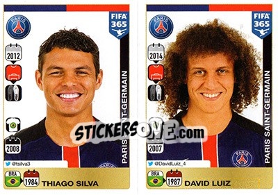 Figurina Thiago Silva / David Luiz - FIFA 365: 2015-2016 - Panini