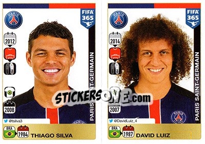 Sticker Thiago Silva / David Luiz - FIFA 365: 2015-2016 n. 434-435 - Panini