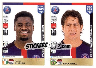 Sticker Serge Aurier / Maxwell - FIFA 365: 2015-2016 n. 438-439 - Panini