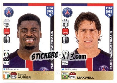 Cromo Serge Aurier / Maxwell - FIFA 365: 2015-2016 - Panini