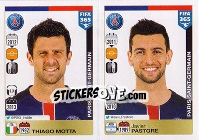 Sticker Thiago Motta / Javier Pastore - FIFA 365: 2015-2016 - Panini