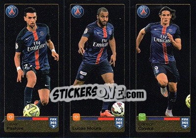 Sticker Javier Pastore / Lucas Moura / Edinson Cavani - FIFA 365: 2015-2016 n. 450-451-452 - Panini