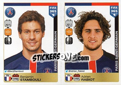 Sticker Benjamin Stambouli / Adrien Rabiot - FIFA 365: 2015-2016 n. 453-454 - Panini