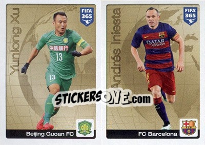Sticker Yunlong Xu / Andrés Iniesta - FIFA 365: 2015-2016 n. 7-9 - Panini