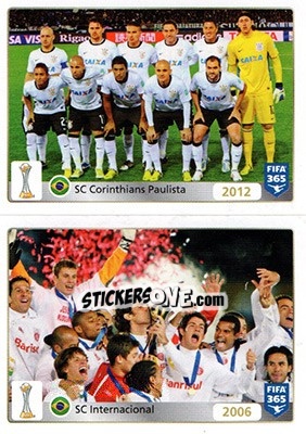 Sticker 2012: SC Corinthians Paulista - 2006: SC Internacional - FIFA 365: 2015-2016 n. 17-18 - Panini
