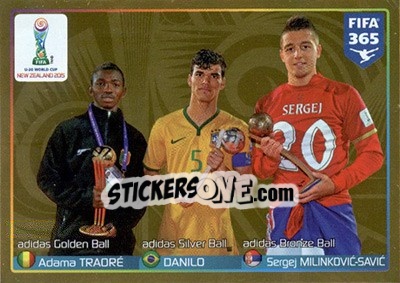 Sticker Golden Ball - Adama Traoré / Silver Ball - Danilo / Bronze Ball - Sergej Milinkovic-Savic - FIFA 365: 2015-2016 n. 53 - Panini