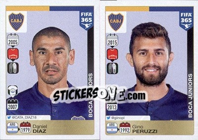 Sticker Daniel Díaz / Gino Peruzzi - FIFA 365: 2015-2016 n. 74-75 - Panini