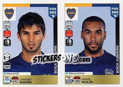Sticker Leandro Marín / Alexis Rolín - FIFA 365: 2015-2016 n. 76-77 - Panini