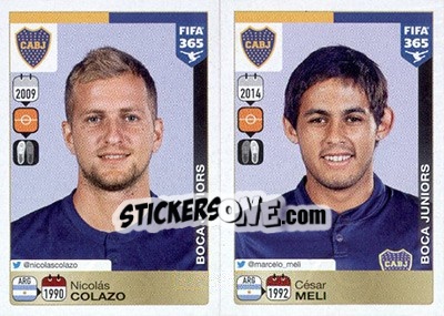 Sticker Nicolás Colazo / César Meli - FIFA 365: 2015-2016 n. 78-79 - Panini