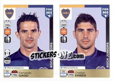Sticker Fernando Gago / Cristian Erbes - FIFA 365: 2015-2016 n. 80-81 - Panini